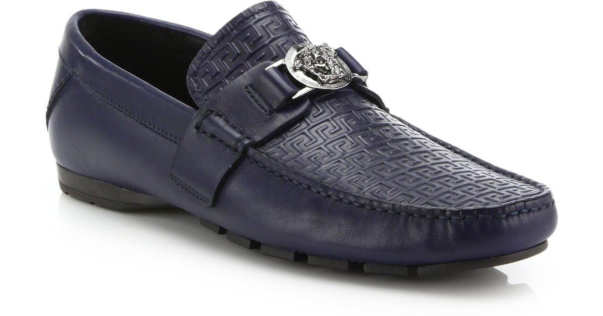 royal blue versace loafers
