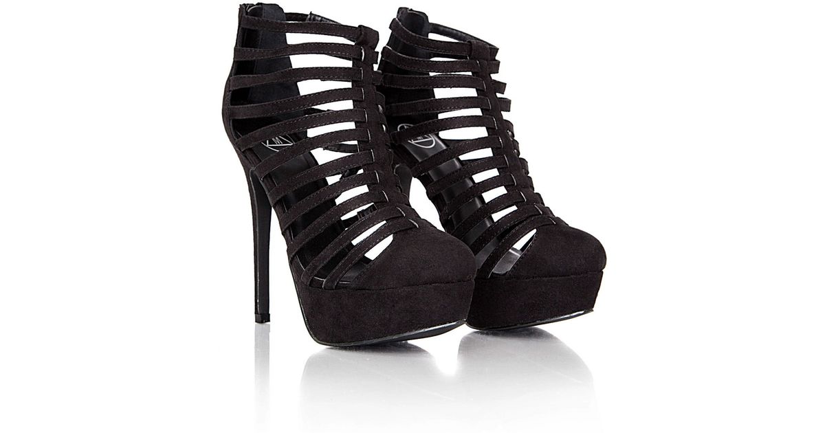 black strappy platform heels