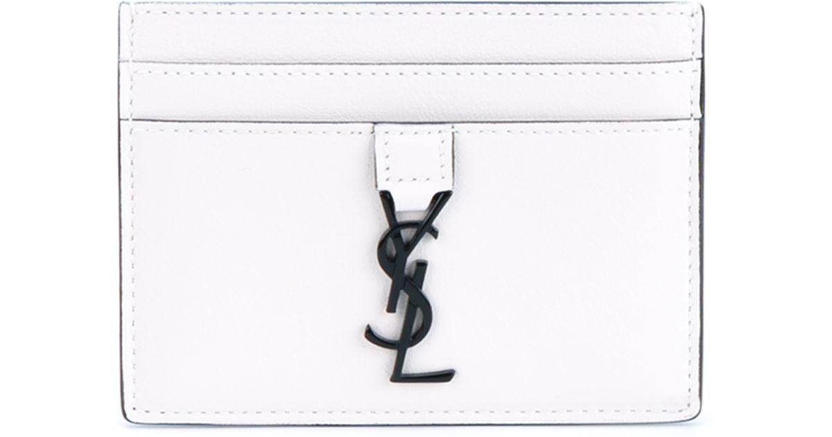 Monogram Leather Card Holder in White - Saint Laurent