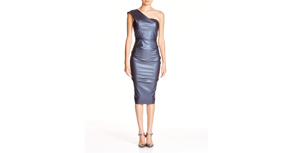 nicole bakti one shoulder dress