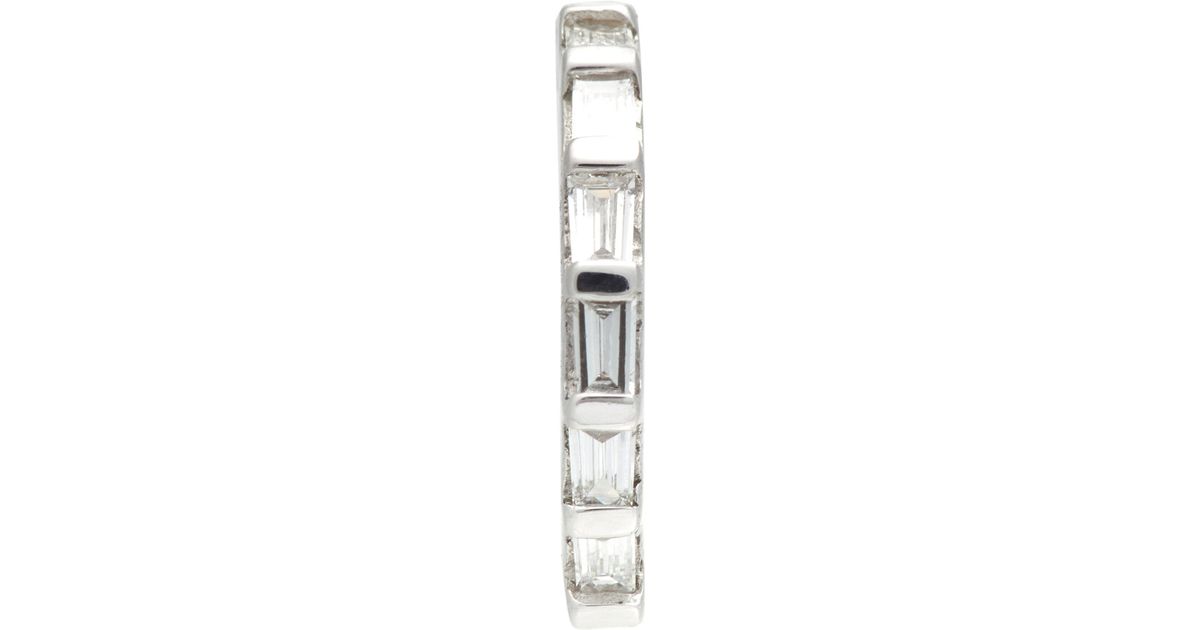 Lyst Stone Baguette Diamond White Gold Hoop Earring In Metallic
