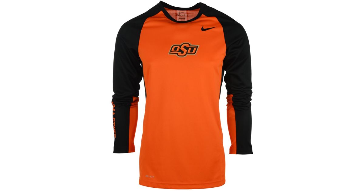 Nike Men's Long-sleeve Oklahoma State Cowboys Elite Shootaround T-shirt in  Orange for Men | Lyst