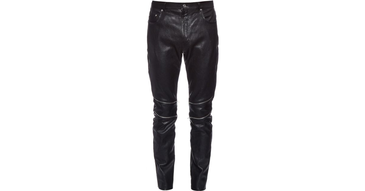 leather trousers with zips on knee