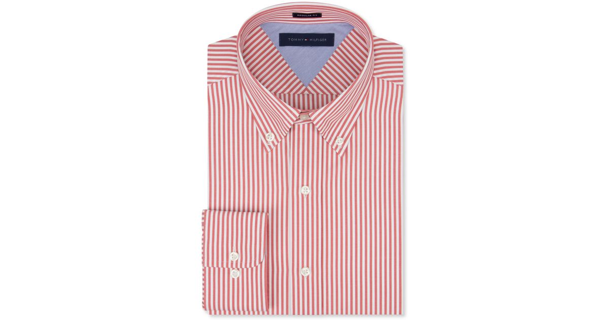 Tommy Hilfiger Red Bengal Stripe Dress Shirt for Men | Lyst