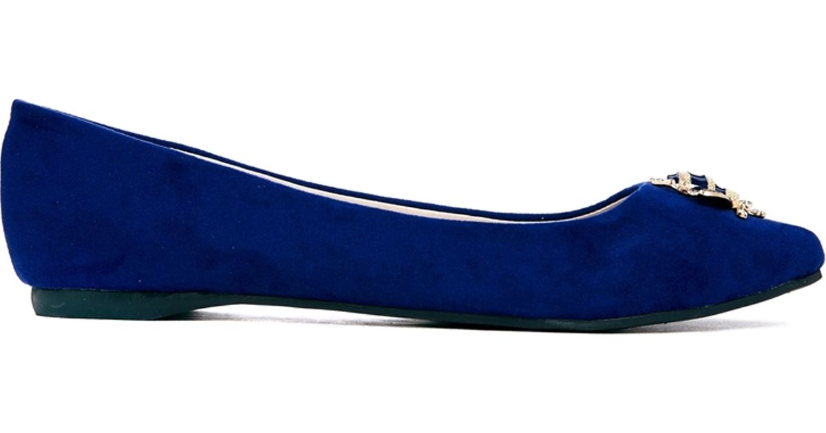 ALDO Flat Metal Blue Ballerina Shoes - Lyst