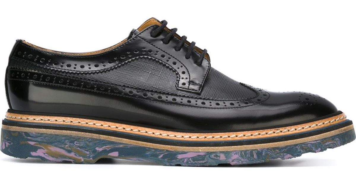 Paul Smith Marble Detail Leather Brogues In Black Lyst