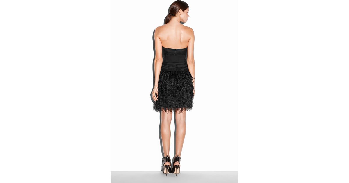 MILLY Silk Feather Dress in Black | Lyst