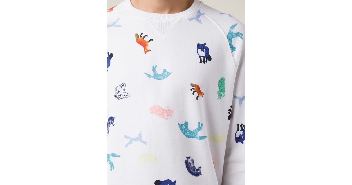 トップス Maison Kitsune SWEATSHIRT ALL-OVER Maison Kitsuné All Over Childish Sweatshirt in White for Men