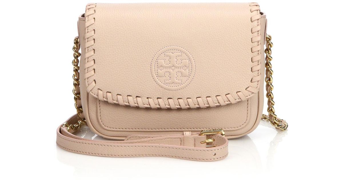 TORY BURCH Leather Frances CROSSBODY Purse Bag In Pink Pebbled Leather