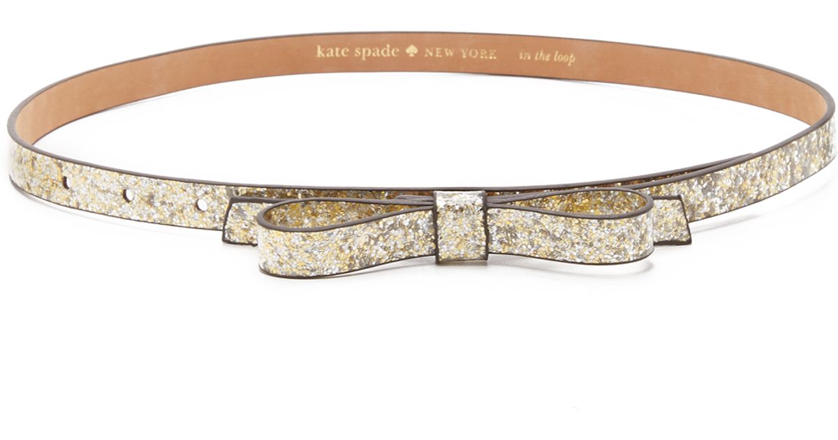 Kate Spade Classic Glitter Bow Belt in Metallic | Lyst