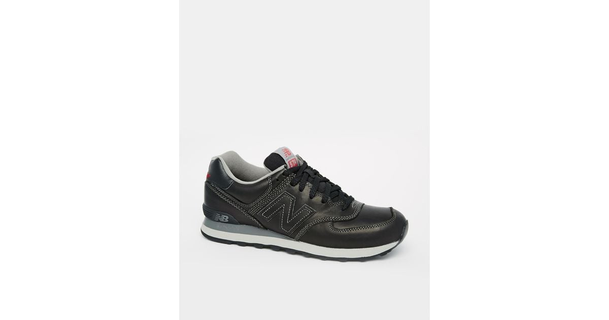 new balance black 574 lux leather trainers new balance black 574 lux leather trainers