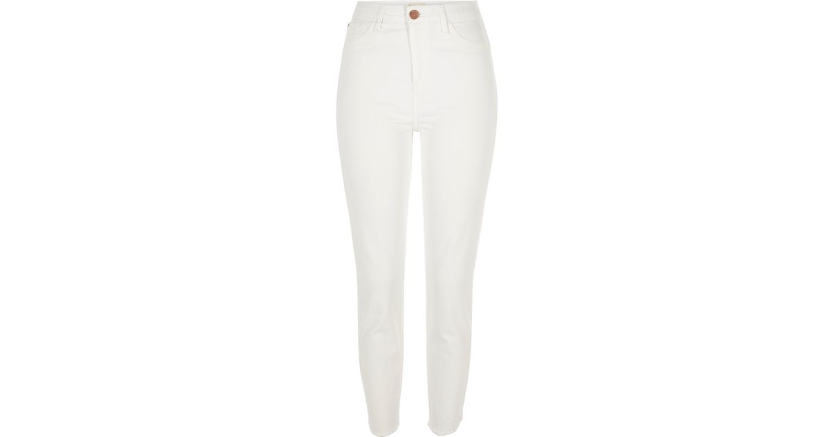 high waisted white skinny pants