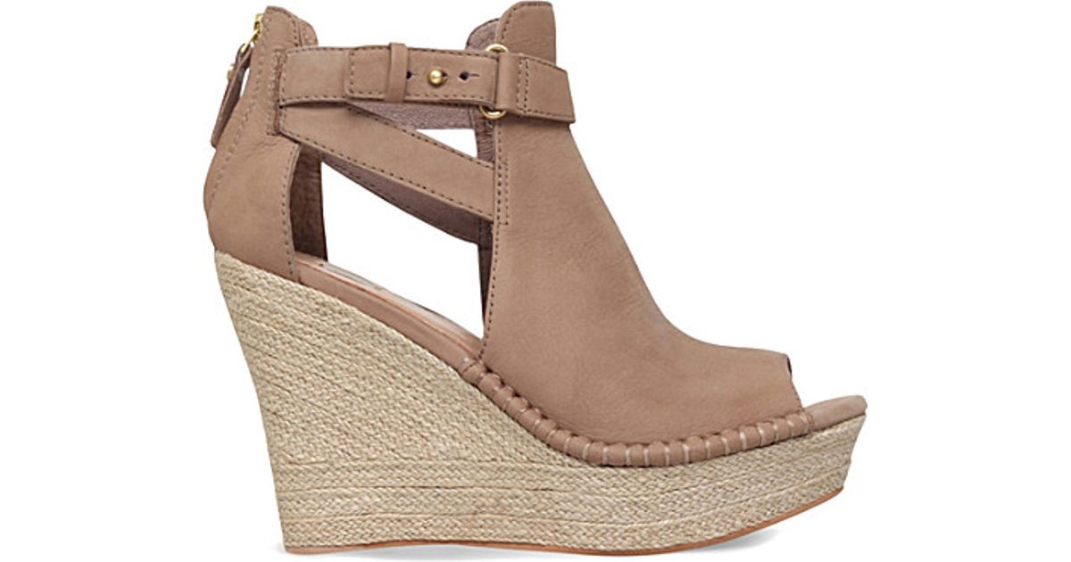 UGG Jolina Nubuck Leather Wedges in Natural | Lyst