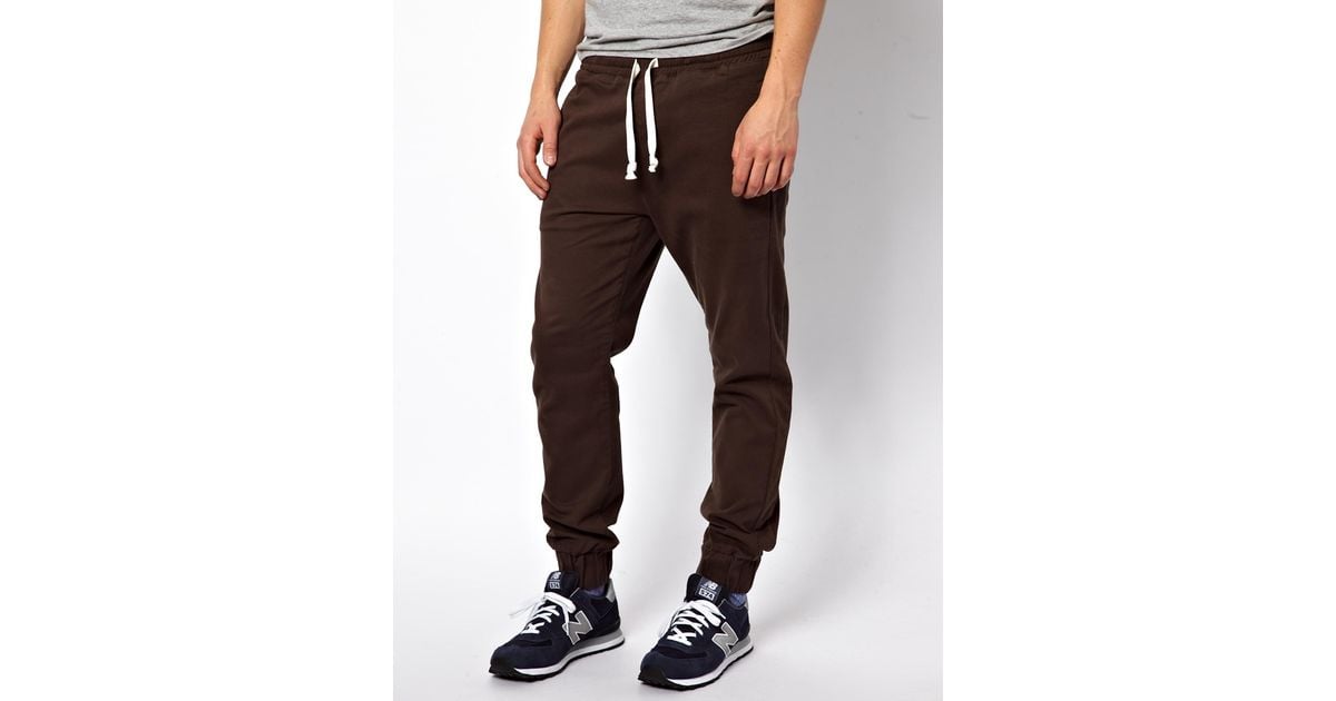 ASOS Heavyweight Cuffed Sweatpants in Brown for Men - Lyst