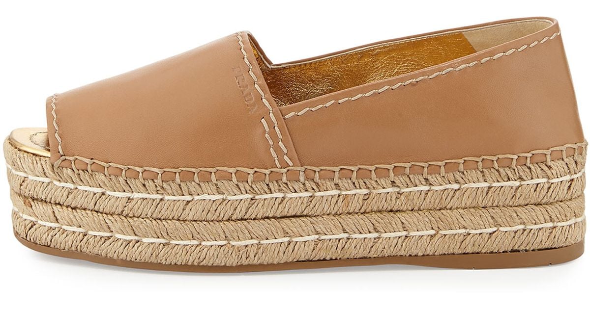 prada leather platform espadrilles