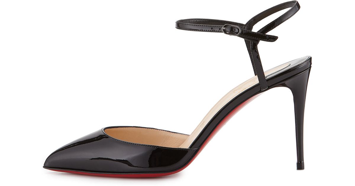 Christian louboutin Rivierina Patent Ankle-wrap Red Sole Pump in ...