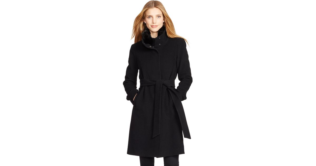ralph lauren black wool coat