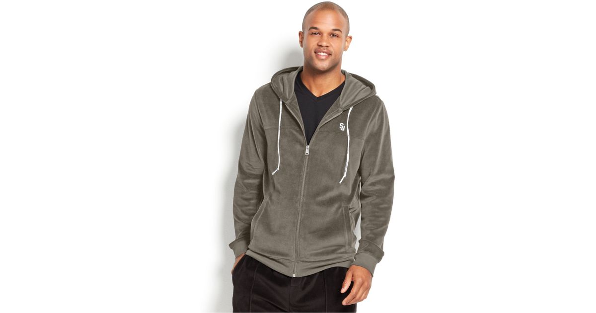Sean John Men'S Velour Hoodie in Grey (Gray) for Men Lyst Sean John Men's Travel Velour Zip Front Hoodie, Created for