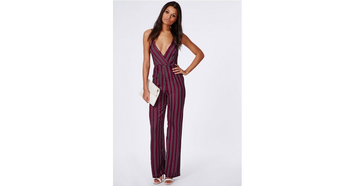 purple striped jumpsuit