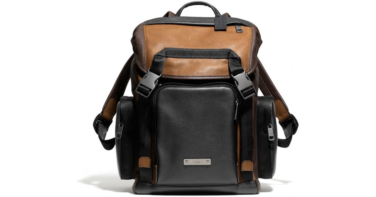 COACH Thompson Backpack in Colorblock Leather in Black for Men | Lyst