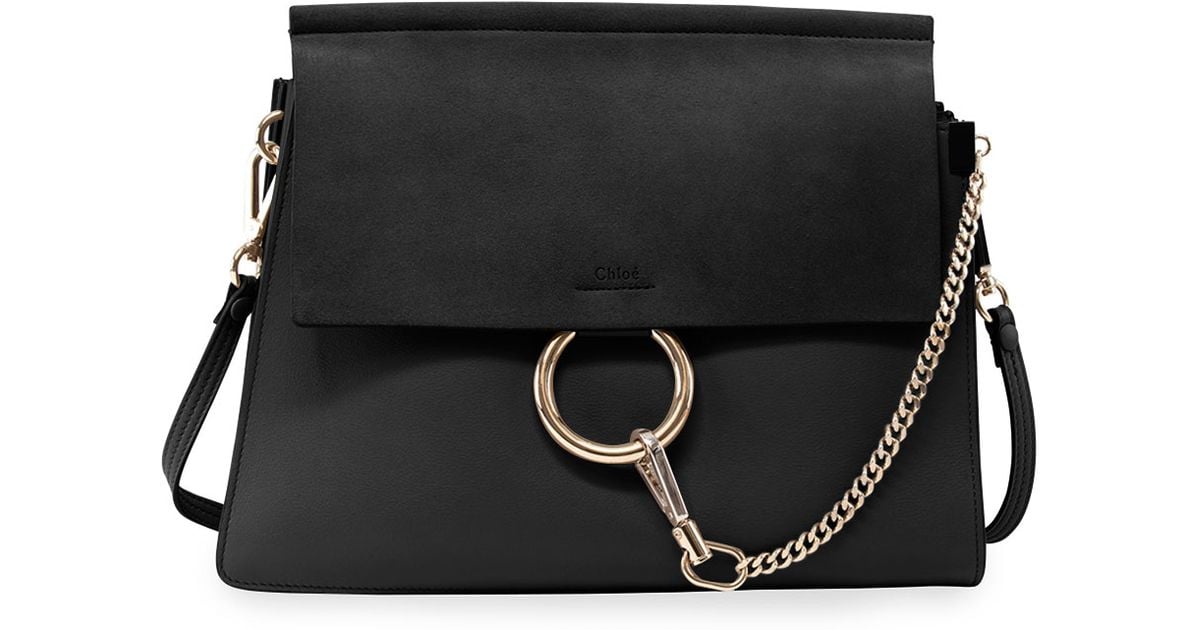 chloe replica shoes - Chlo Faye Suede-Flap Shoulder Bag in Black | Lyst
