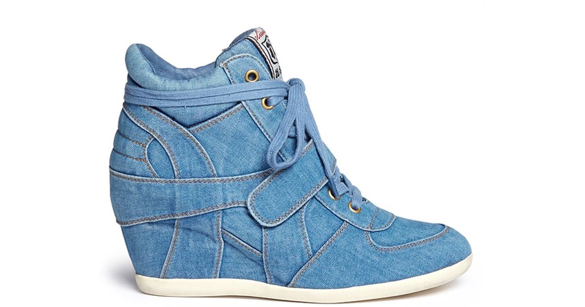 Ash 'bowie' Denim Concealed Wedge Sneakers in Stone Washed/Denim (Blue ...