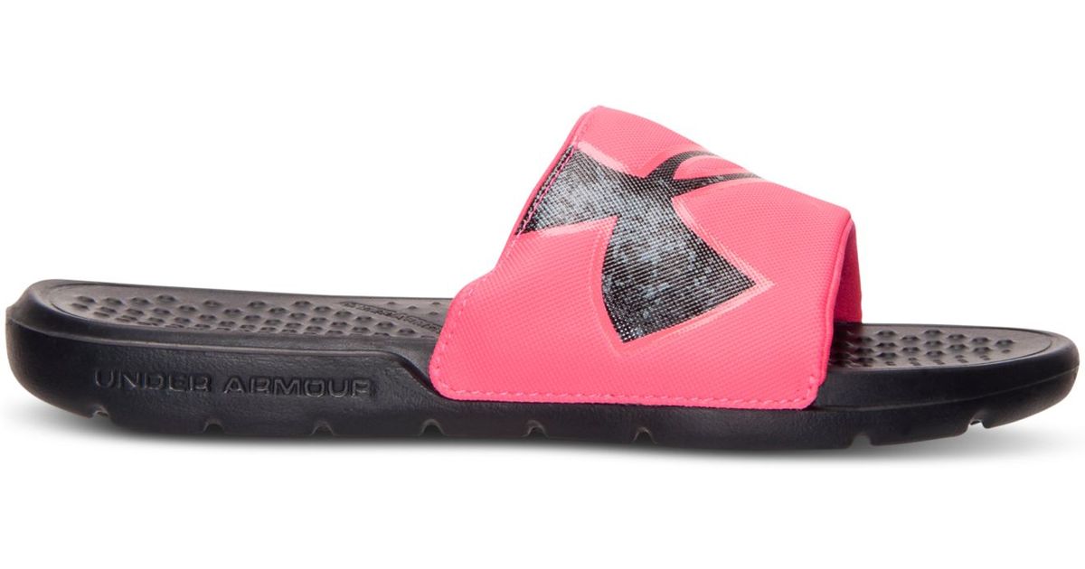 under armour pink slides
