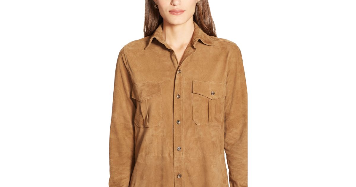 Ralph Lauren Suede Shirtdress in Brown 