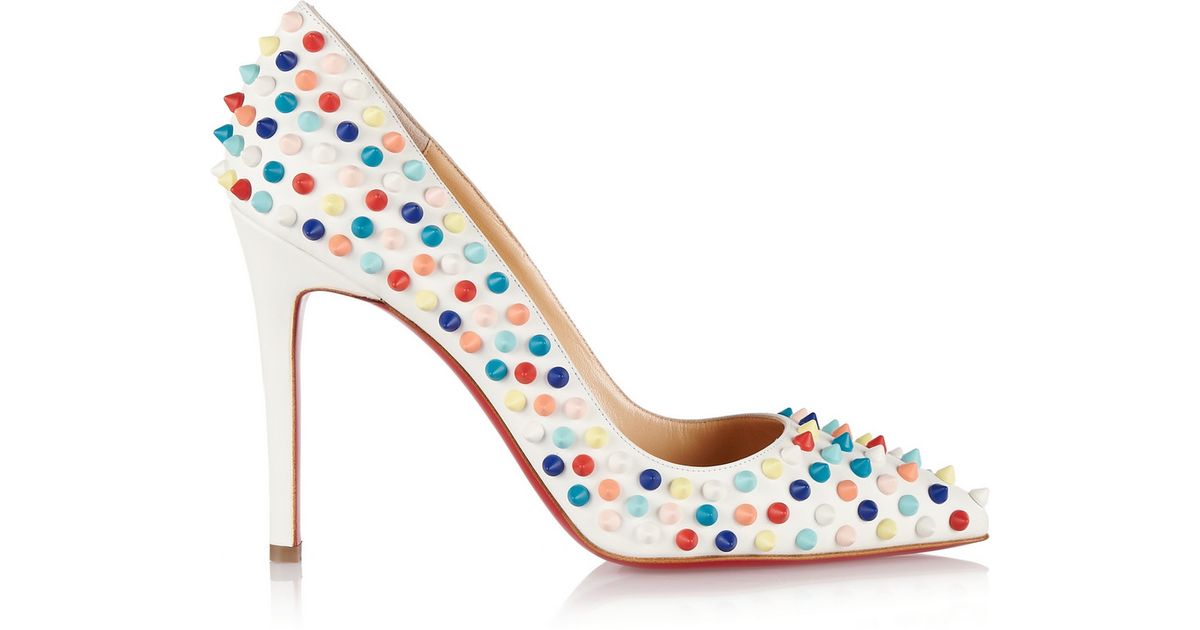 Christian Louboutin Pigalle Spikes 100 Leather Pumps in White Lyst