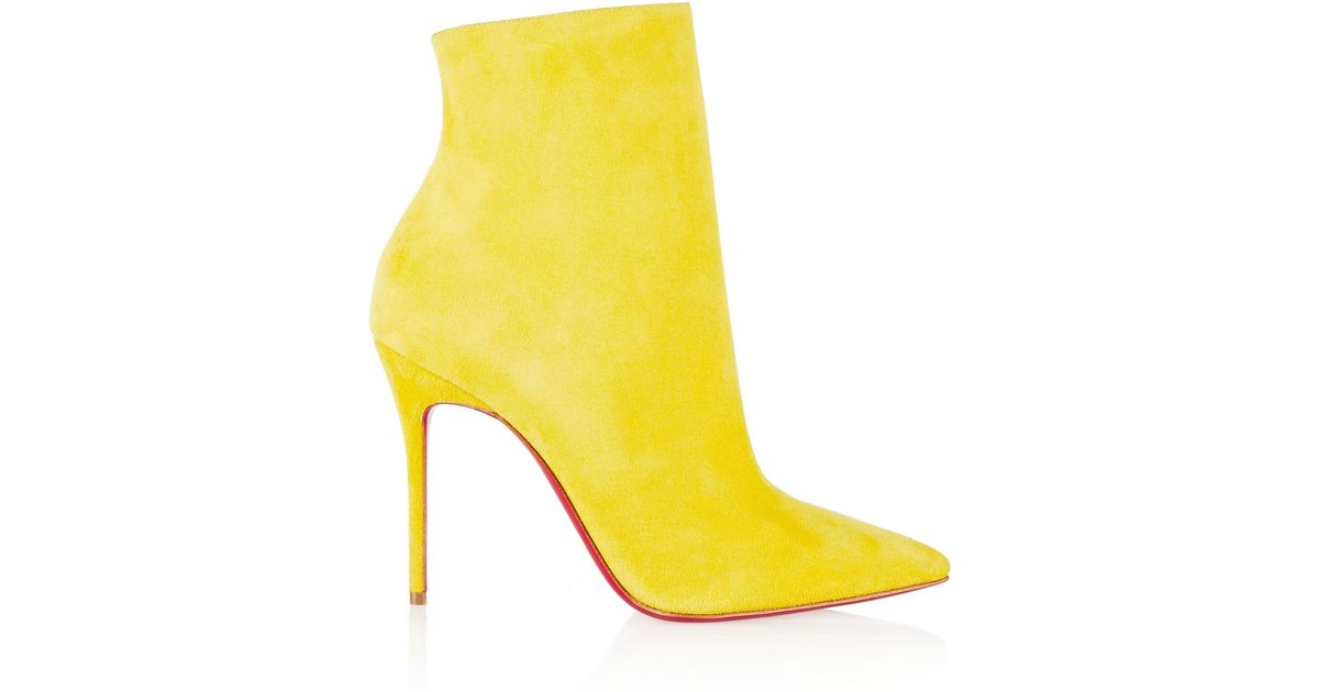 Christian Louboutin So Kate 100 Suede Ankle Boots in Yellow | Lyst
