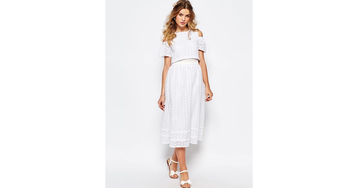 oasis broderie midi dress