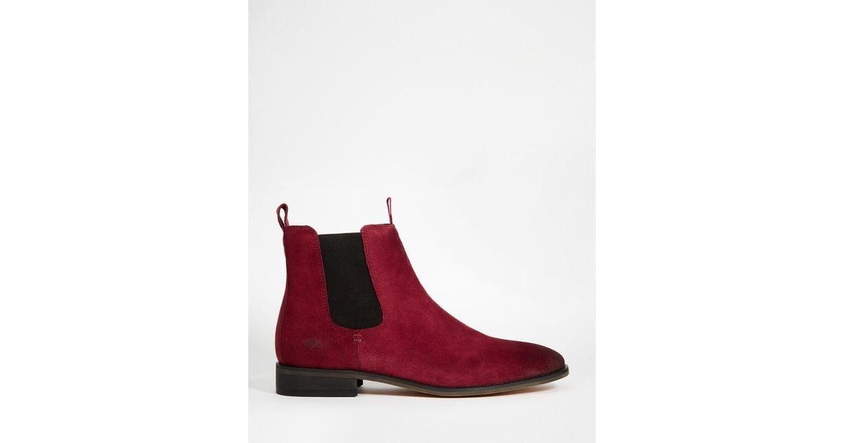 Bellfield Suede Chelsea Boots in Red for Men | Lyst