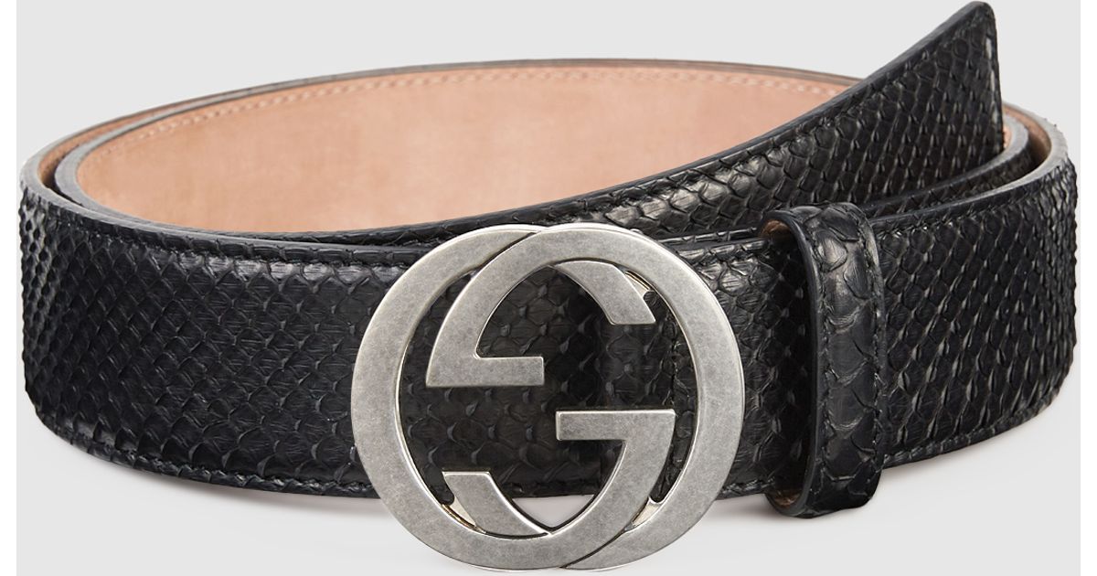 Gucci Python Belt With Interlocking G 