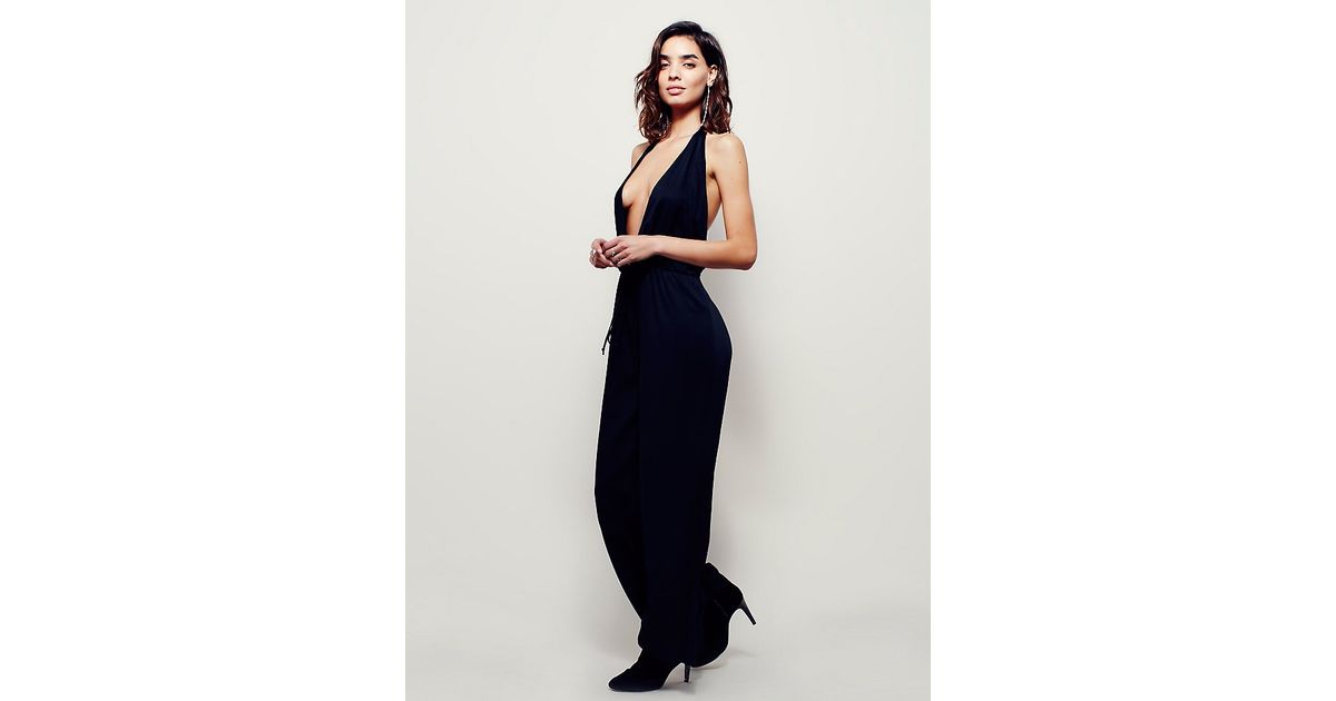 black halter pantsuit