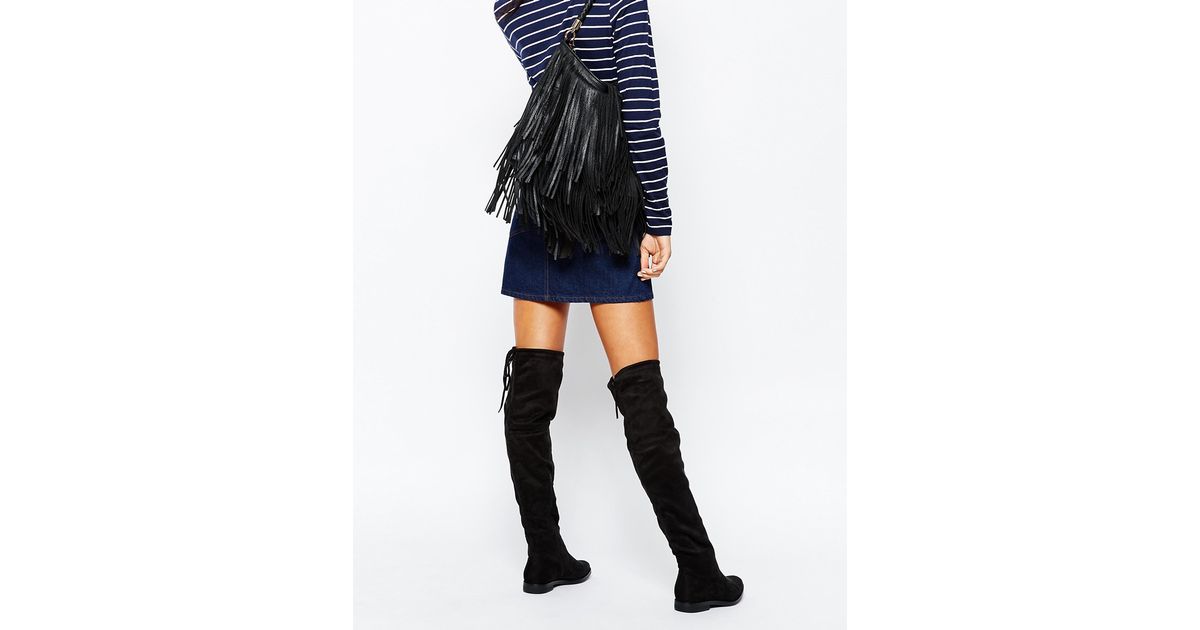 tie back over the knee boots black
