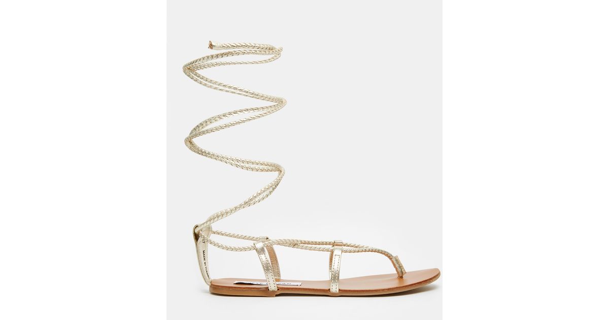 gold tie up sandals