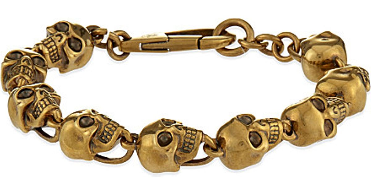 Lyst Alexander Mcqueen Doctor Skull Bracelet In Brown For Men