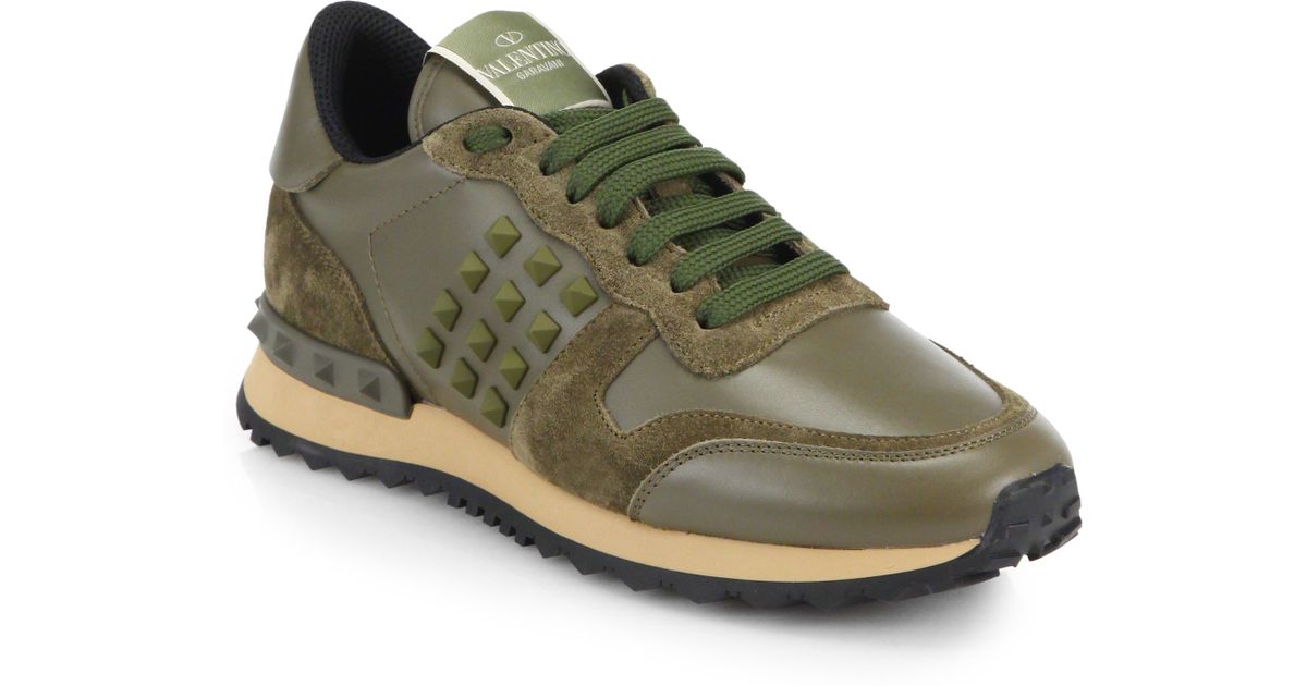 valentino rockstud camo trainers