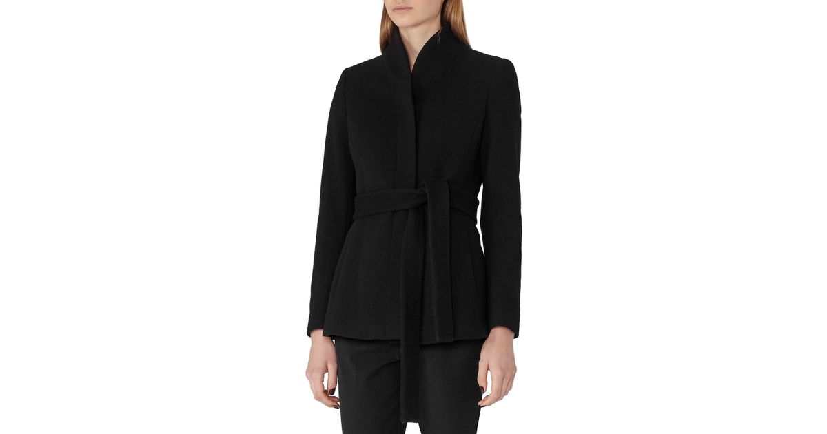 black short wrap coat