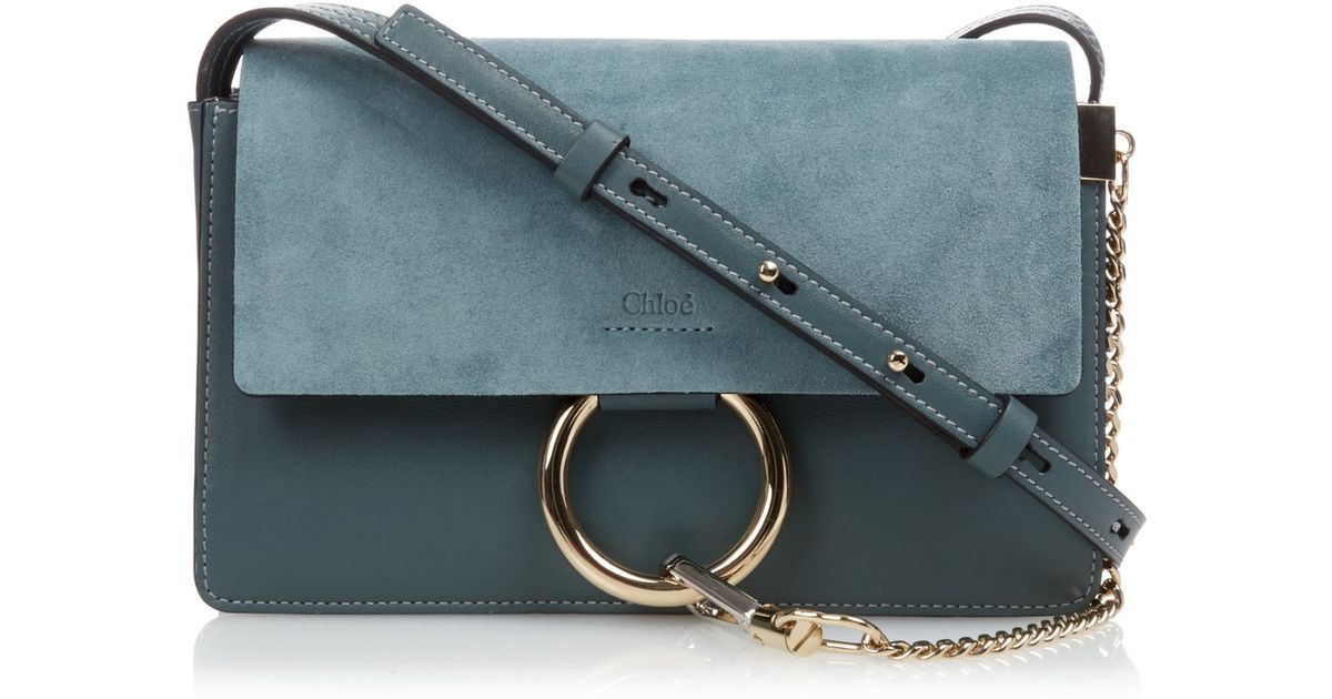 Chlo Faye Leather and Suede Cross-Body Bag in Blue | Lyst
