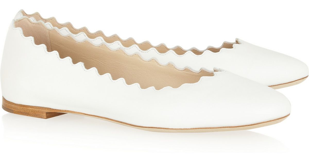 Chloé Lauren Leather Ballet Flats in White Lyst