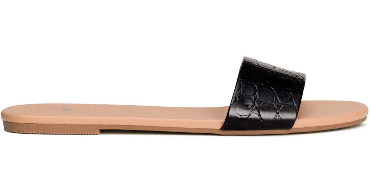 black slip on sandals
