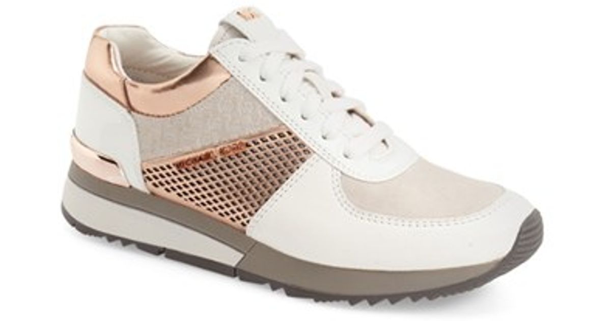 michael kors white and rose gold sneakers