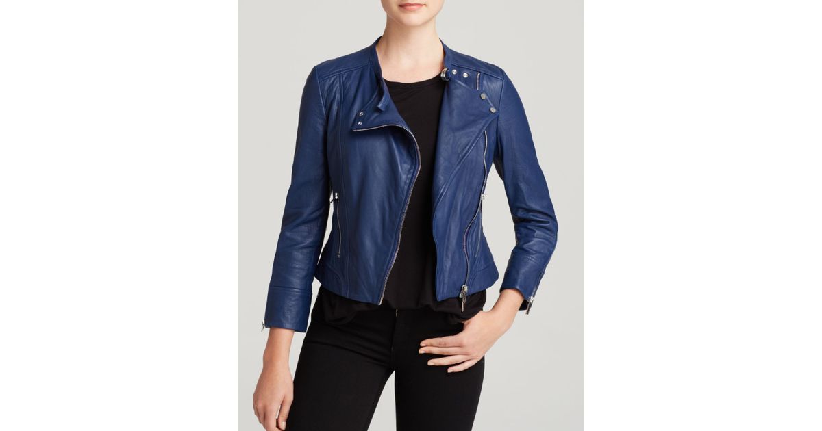 karen millen leather biker jacket black
