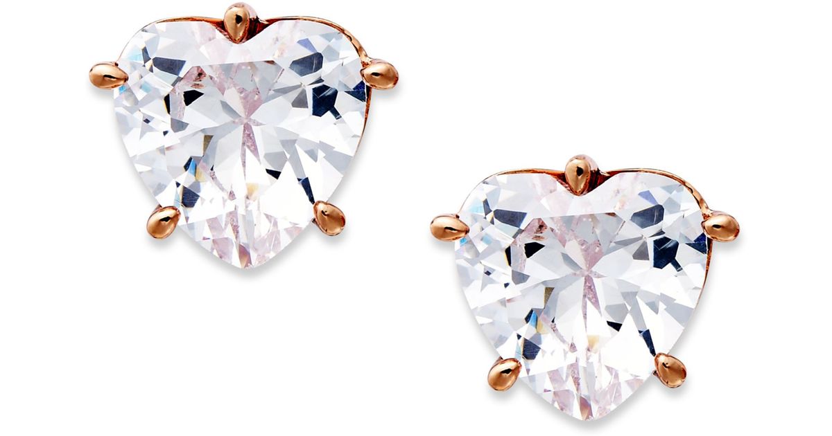 Lyst Juicy Couture Rose Gold Tone Cubic Zirconia Heart Stud Lyst Juicy Couture Rose Gold Tone Cubic Zirconia Heart Stud Earrings In White