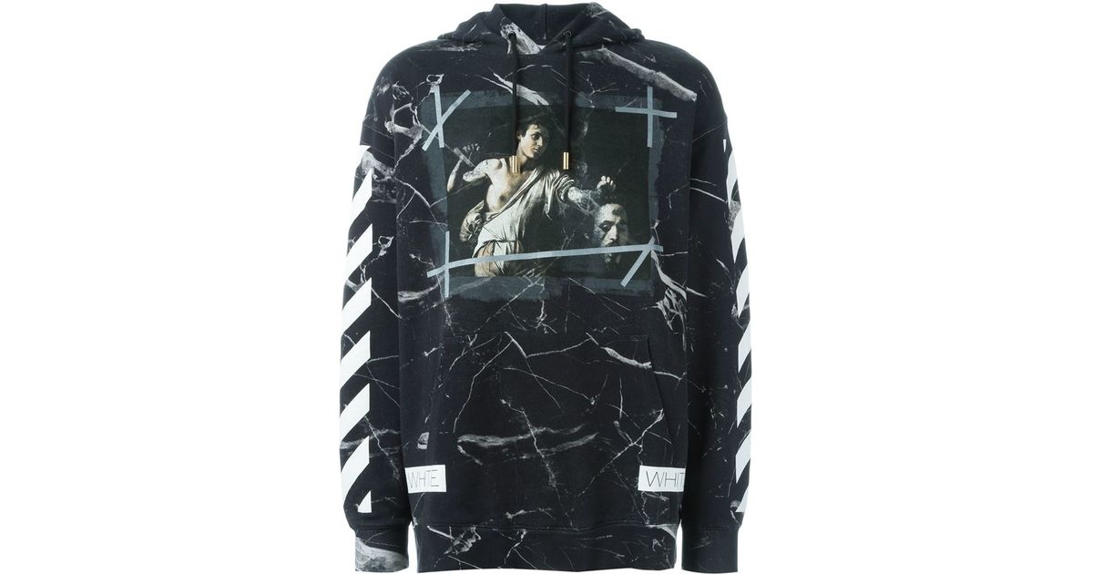 Off-White c/o Virgil Abloh Marble Hoodie Black for | Lyst