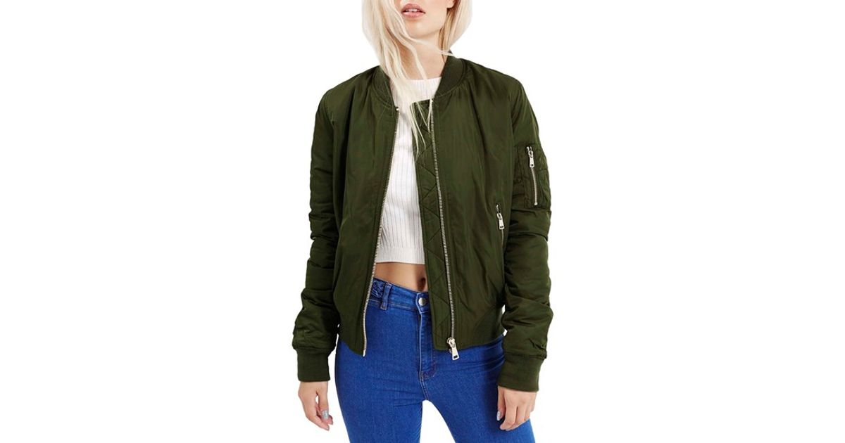 TOPSHOP Ma1 Bomber Jacket in Burgundy (Green) - Lyst