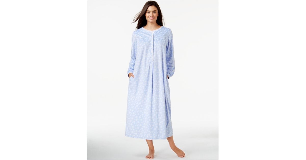 Lanz of Salzburg Long Fleece Nightgown in Blue | Lyst