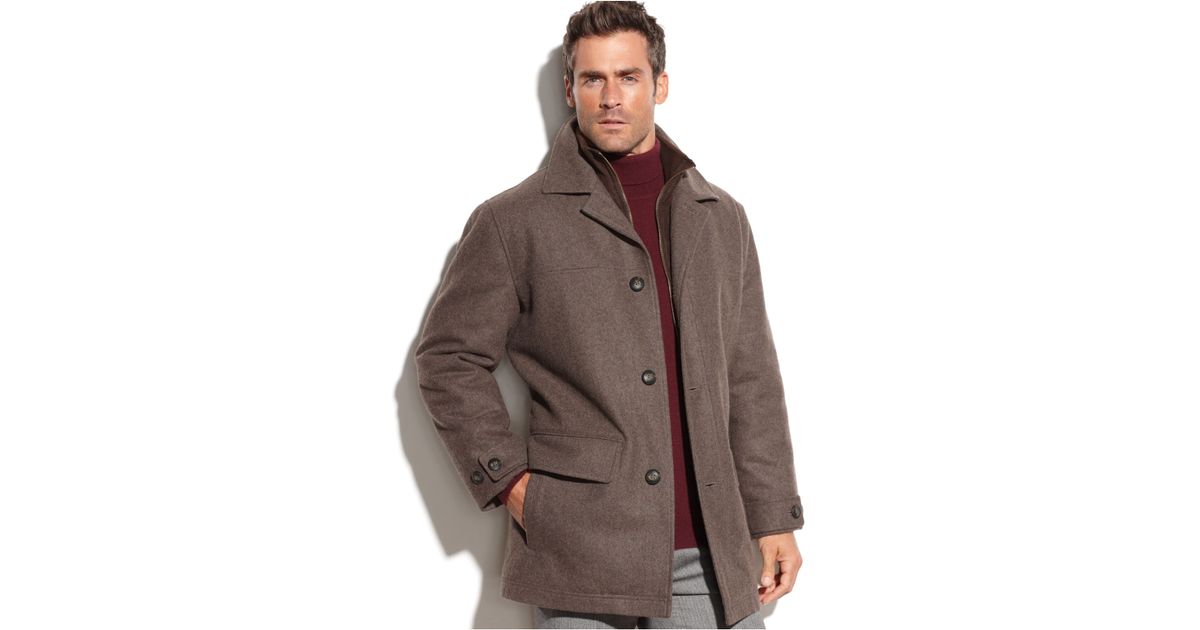 London Fog Bristol Microsuede Bib WoolBlend Car Coat in Brown for Men