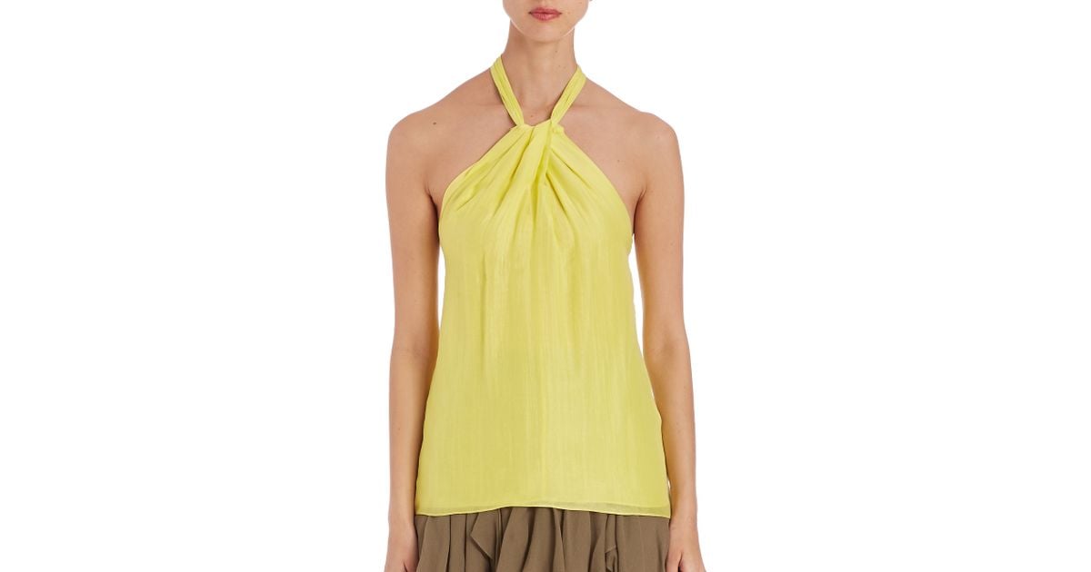 Polo Ralph Lauren Silk Halter Top in Green - Lyst